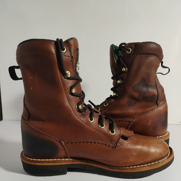 GEORGIA G3114 FARM AND RANCH BROWN LEATHER WORK LADIES 8.5 BOOTS - Picture 4 of 15